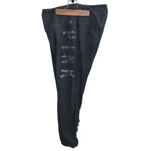 Pink Victoria's Secret large grey crop cotton legging laced leg w side sequins